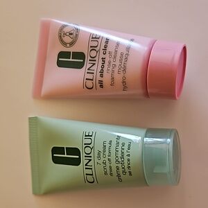 NWT Clinique 7 day scrub cream and all about clean, travel 1 oz sized